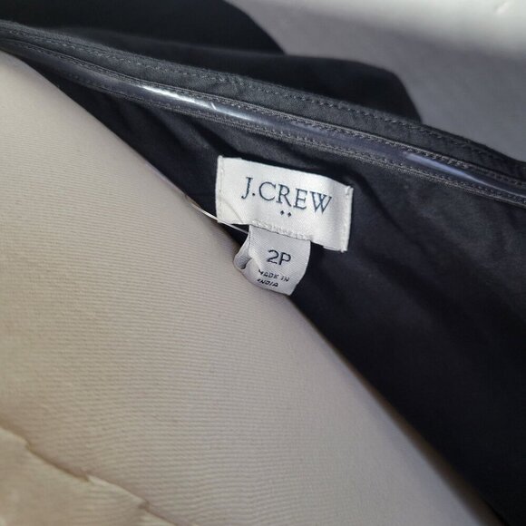 J.Crew Black Classic One-Shoulder Cotton Pleated Skirt Midi Dress Size 2P - Picture 4 of 14